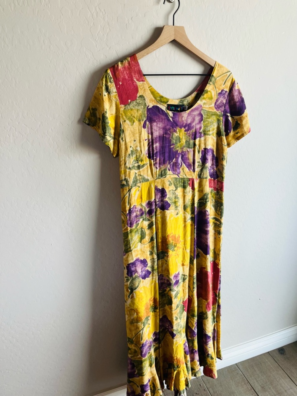 Vintage Jams World Women’s Maxi Rayon Dress Size M Floral Wearable Art Hawaii - Picture 3 of 5